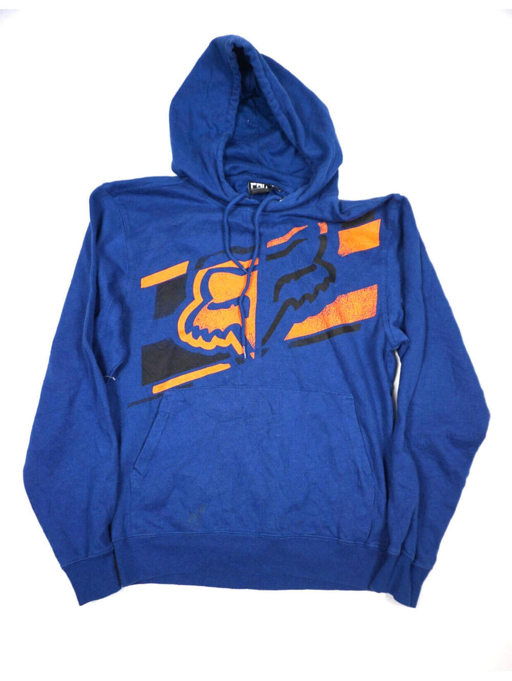 Vintage Fox Racing Hoodie Mens Small Blue Y2K Moto Graphic Sweatshirt Skate